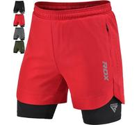 RDX Shorts De Course, Shorts De Sport Homme 2 Fermetures Eclair et 2 Poches pour Téléphone, Elastique Léger à Séchage Rapide pour Fitness Entraînement, Jogging, Natation, Vélo, Yoga