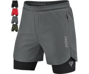 RDX Shorts De Course, Shorts De Sport Homme 2 Fermetures Eclair et 2 Poches pour Téléphone, Elastique Léger à Séchage Rapide pour Fitness Entraînement, Jogging, Natation, Vélo, Yoga