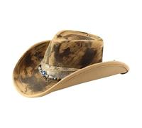 Rdxanc Chapeau de cowgirl occidental avec motif vieilli couleur kaki ajustement réglable tissu élégant pour les fêtes à thème en plein air
