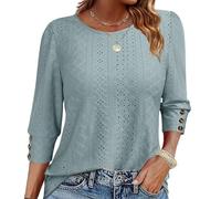 Rdxanc Chemise décontractée à manches 3/4 avec boutons, convient pour les occasions professionnelles, parfaite pour le printemps., Vert haricot., XXL