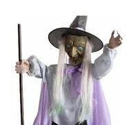Rdxanc Décorations d'Halloween en plein air : poupée mécanique de sorcière en lévitation dynamique de 3,6 m - avec son et - pour