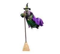 Rdxanc Décorations d'Halloween en plein air : poupée mécanique de sorcière en lévitation dynamique de 3,6 m - avec son et - pour