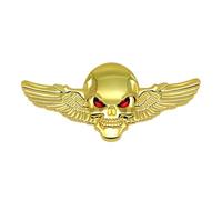 Rdxanc Emblèmes en métal squelette tête de mort ailes emblèmes de voiture badge autocollant voiture calandre corps coffre autocollant autocollant