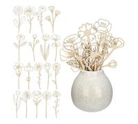 Rdxanc Lot de 18 fleurs en bois - Décorations florales sauvages pour les bricoleurs - Projets de décoration d'intérieur et d'artisanat - Décoration florale en bois pour mur
