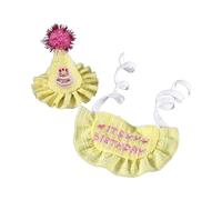 Rdxanc Lot de 2 chapeaux d'anniversaire pour chiens et chats avec lettres brodées - Bavoir pratique pour les mascarades - Chapeau coloré et bavoir pour carnaval