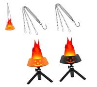 Rdxanc Lot de 2 lumières d'Halloween en forme de citrouille avec effet vacillant réaliste, installation facile pour une fête en intérieur et en extérieur