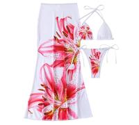 Rdxanc Maillot de bain en polyester respirant pour femme, ensemble trois pièces à séchage rapide avec haut et bas séparé pour plage, escapade, plage