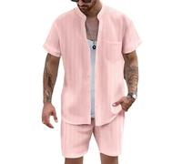 Rdxanc Tenue décontractée pour homme : 2 pièces à manches courtes et short pour la plage, D, L