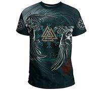 RDXFIN Norse Odin Mythology 3D Print T-Shirt, 3D Printed Cool Vikings Tattoo Norse Mythology Blouse T-Shirt Tops