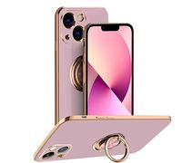 Rdyi6ba8 Coque pour iPhone 13 Coque, étui de Silicone Souple avec 360° Placage Anneau Support, Antichoc TPU Housse pour iPhone 13 - Violette