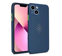 Rdyi6ba8 Coque pour iPhone 14, Étui en Silicone Souple Maille et Respirant Ultra Fine et Léger avec Fonction Dissipation de La Chaleur pour iPhone 14 - Bleu Marine