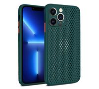 Rdyi6ba8 Coque pour iPhone 14 Pro, Étui en Silicone Souple Maille et Respirant Ultra Fine et Léger avec Fonction Dissipation de La Chaleur pour iPhone 14 Pro - Vert Foncé