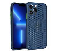 Rdyi6ba8 Coque pour iPhone 15 Pro, Étui en Silicone Souple Maille et Respirant Ultra Fine et Léger avec Fonction Dissipation de La Chaleur pour iPhone 15 Pro - Bleu Marine