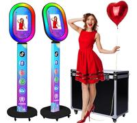 RDYMONKEY Photomaton pour tout iPad iPad Stand Shell avec logo personnalisé gratuit Télécommande RGB Beauty Ring Lights Portable Photobooth Machine et étui de vol pour fêtes, mariages, événements
