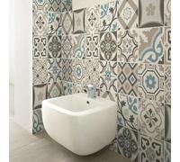 RE-COVERTILES - 36 Pcs Carrelage Sticker 10x10 cm PS00211 Mosaïque de Azulejos Autocollant mural décorative à Carreaux de ciment pour Salle de Bains et Cuisine Stickers cementine peel and stick