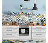 RE-COVERTILES - Stickers Carrelage Cuisine et Bain Carreaux Adhésifs en PVC Imperméables Anti-rayures Autocollants Décoratifs Mur Peel and Stick - Modèle 24 Pcs 10x10 cm PS00247 Made in Italy