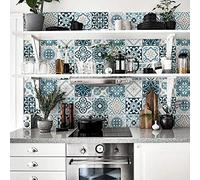 RE-COVERTILES - Stickers Carrelage Cuisine et Bain Carreaux Adhésifs en PVC Imperméables Anti-rayures Autocollants Décoratifs Mur Peel and Stick - Modèle 24 Pcs 10x10 cm PS00206 Made in Italy