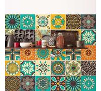 RE-COVERTILES - Stickers Carrelage Cuisine et Bain Carreaux Adhésifs en PVC Imperméables Anti-rayures Autocollants Décoratifs Mur Peel and Stick - Modèle 24 Pcs 10x10 cm PS00181 Made in Italy