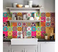 RE-COVERTILES - Stickers Carrelage Cuisine et Bain Carreaux Adhésifs en PVC Imperméables Anti-rayures Autocollants Décoratifs Mur Peel and Stick - Modèle 10 Pcs 20x20 cm PS00178 Made in Italy