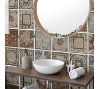 RE-COVERTILES - Stickers Carrelage Cuisine et Bain Carreaux Adhésifs en PVC Imperméables Anti-rayures Autocollants Décoratifs Mur Peel and Stick - Modèle 10 Pcs 20x20 cm PS00167 Made in Italy