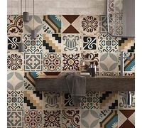 RE-COVERTILES - Stickers Carrelage Cuisine et Bain Carreaux Adhésifs en PVC Imperméables Anti-rayures Autocollants Décoratifs Mur Peel and Stick - Modèle 24 Pcs 10x10 cm PS00203 Made in Italy