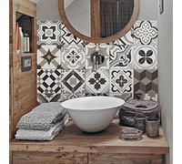 RE-COVERTILES - Stickers Carrelage Cuisine et Bain Carreaux Adhésifs en PVC Imperméables Anti-rayures Autocollants Décoratifs Mur Peel and Stick - Modèle 12 Pcs 15x15 cm PS00089 Made in Italy