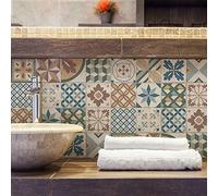 RE-COVERTILES - Stickers Carrelage Cuisine et Bain Carreaux Adhésifs en PVC Imperméables Anti-rayures Autocollants Décoratifs Mur Peel and Stick - Modèle 10 Pcs 20x20 cm PS00207 Made in Italy