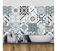 RE-COVERTILES - Stickers Carrelage Cuisine et Bain Carreaux Adhésifs en PVC Imperméables Anti-rayures Autocollants Décoratifs Mur Peel and Stick - Modèle 10 Pcs 20x20 cm PS00054 Made in Italy