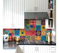 RE-COVERTILES - Stickers Carrelage Cuisine et Bain Carreaux Adhésifs en PVC Imperméables Anti-rayures Autocollants Décoratifs Mur Peel and Stick - Modèle 24 Pcs 10x10 cm PS00180 Made in Italy