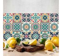 RE-COVERTILES - Stickers Carrelage Cuisine et Bain Carreaux Adhésifs en PVC Imperméables Anti-rayures Autocollants Décoratifs Mur Peel and Stick - Modèle 10 Pcs 20x20 cm PS00116 Made in Italy