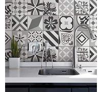 RE-COVERTILES - Stickers Carrelage Cuisine et Bain Carreaux Adhésifs en PVC Imperméables Anti-rayures Autocollants Décoratifs Mur Peel and Stick - Modèle 24 Pcs 10x10 cm PS00209 Made in Italy