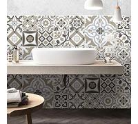 RE-COVERTILES - Stickers Carrelage Cuisine et Bain Carreaux Adhésifs en PVC Imperméables Anti-rayures Autocollants Décoratifs Mur Peel and Stick - Modèle 24 Pcs 10x10 cm PS00213 Made in Italy