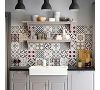 RE-COVERTILES - Stickers Carrelage Cuisine et Bain Carreaux Adhésifs en PVC Imperméables Anti-rayures Autocollants Décoratifs Mur Peel and Stick - Modèle 12 Pcs 15x15 cm PS00166 Made in Italy