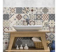 RE-COVERTILES - Stickers Carrelage Cuisine et Bain Carreaux Adhésifs en PVC Imperméables Anti-rayures Autocollants Décoratifs Mur Peel and Stick - Modèle 24 Pcs 10x10 cm PS00216 Made in Italy