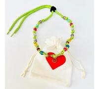 Re-dog Collier pour chien réglable avec perles et pendentif. (jaune fluo pendentif patte)