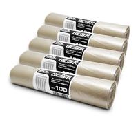 RE-GEN Boîte complète | 5 rouleaux | 500 sacs | Sacs poubelle transparents très résistants de 90 litres, charge de 10 kg, sacs poubelles, usage quotidien, au bureau et à la maison | Sacs poubelle tran