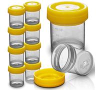 RE-GEN Lot de 10 récipients gradués réutilisables et étanches pour échantillons de liquide, 60 ml - Idéal pour les soins de santé, laboratoire, maison, cuisine