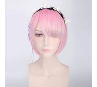 Re: la vie dans un monde différent de zéro gradué Ram Rem Cosplay perruque pour les femmes courte droite rose bleu Anime perruque Ram perruque et casque