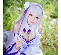 Re: La vie dans un monde différent de zéro perruque de cosplay Emilia 100 cm de long perruque d'anime gris argenté avec oreille entendre perruque et accessoires