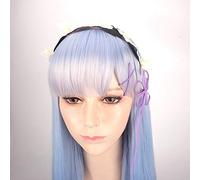 Re: La vie dans un monde différent de Zero Rem longue perruque de cosplay bleu clair droite 80cm 31.5"Anime Costume Party Perruque de cheveux synthétiques et couvre-chef
