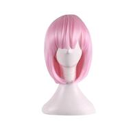 Re:Life In A Different World Anime Blue Pink Short Bob Wigs For Women Synthetic Hair Halloween Costume Cosplay Wig + Wig Cap OneSize Pink