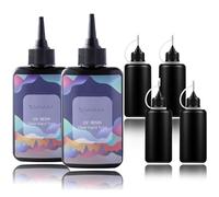 Résine UV de Type Mince Clear 200g avec 4 Precision Tip Applicator Bottle | Résine Transparente Hard Type pour joint d’argile polymère, gobelet, boucle d’oreille DIY Pendentif Fabrication de bijoux