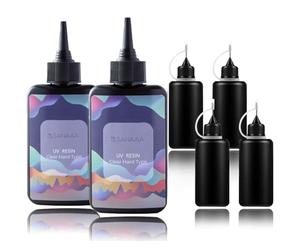 Résine UV de Type Mince Clear 200g avec 4 Precision Tip Applicator Bottle | Résine Transparente Hard Type pour joint d’argile polymère, gobelet, boucle d’oreille DIY Pendentif Fabrication de bijoux