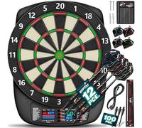 RE:SPORT Cible de fléchettes électronique professionnelle avec 12 flèches + 24 ailettes Pro + 100 pointes de fléchettes et accessoires | Machine à fléchettes E pour 1 à 8 joueurs avec 427 variantes |