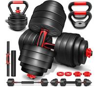 RE:SPORT Ensemble d’haltères 2 en 1 15-40 kg, réglables, haltères courts et longs, fermeture en étoile et tube de raccordement