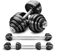 RE:SPORT Kit d'haltères 2-en-1 | 30 kg| Ensemble modulable d'haltères en fonte | Haltères longs et courts