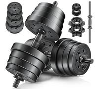 RE:SPORT Lot de 2 haltères réglables 15, 20, 30, 40 kg, avec 2 haltères, avec poids et 4 fermetures en étoile, Kit pour le développement musculaire, l'entraînement et la maison