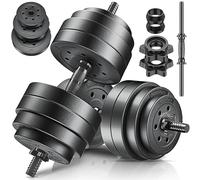 RE:SPORT Lot de 2 haltères réglables 15, 20, 30, 40 kg, avec 2 haltères, avec poids et 4 fermetures en étoile, Kit pour le développement musculaire, l'entraînement et la maison