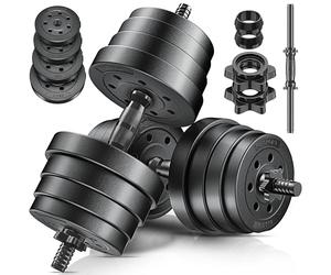 RE:SPORT Lot de 2 haltères réglables 15, 20, 30, 40 kg, avec 2 haltères, avec poids et 4 fermetures en étoile, Kit pour le développement musculaire, l'entraînement et la maison