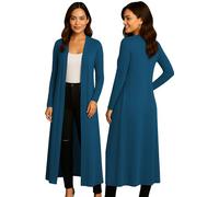 Re Tech UK Gilet Long - pour Femme - col/Manches Longues - Style Boyfriend/léger - Bleu Canard - M/L EU 40-42